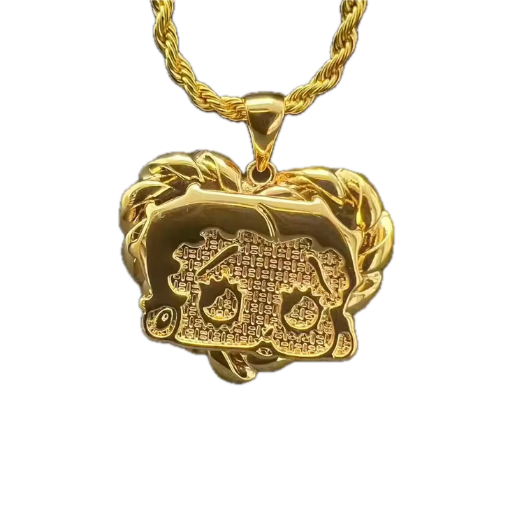 Betty Boop Heart Pendant Twisted Chain Necklace