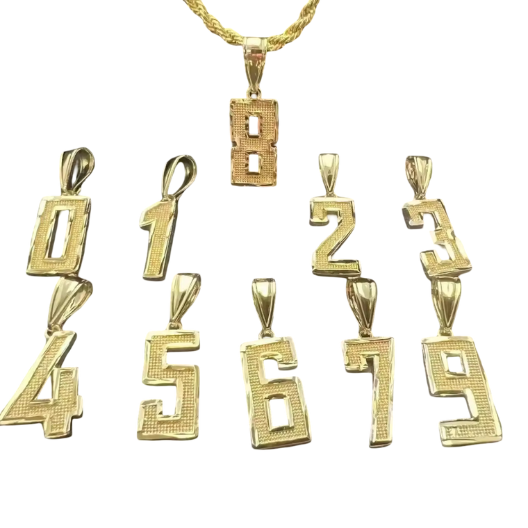 Gold Nugget Number Necklace