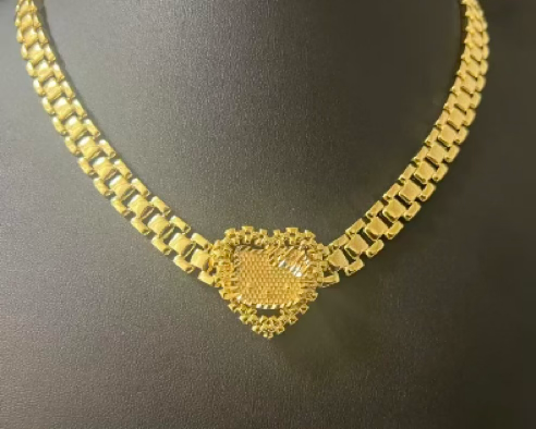 Kitty Rollie Heart Chain Link Necklace