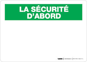 Safety First - French