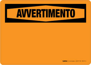 Warning (OSHA Style) - Italian