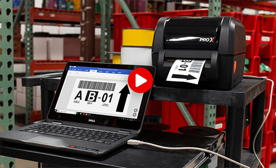 LabelTac printer printing rack labels