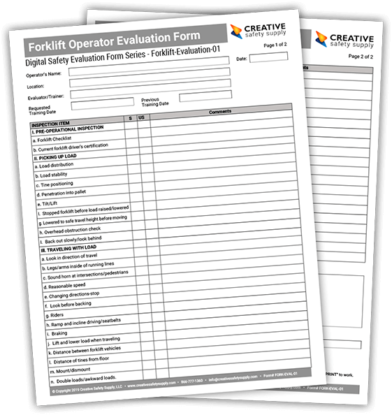 Forklift Operator Checklist