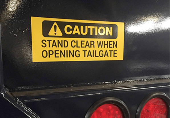 Caution Stand Clear When Opening Tailgate Label