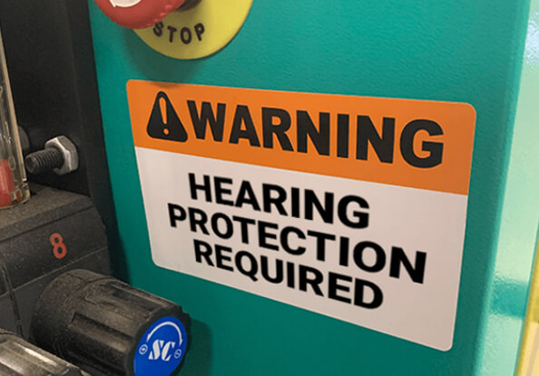 Hearing Protection Required Warning Label
