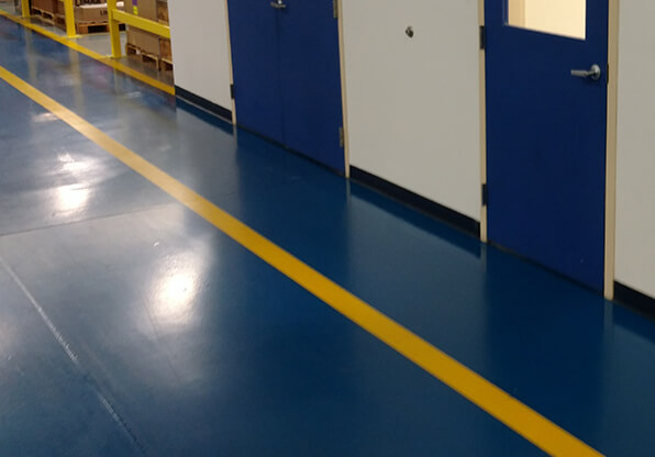 marked walked way with floor marking tape