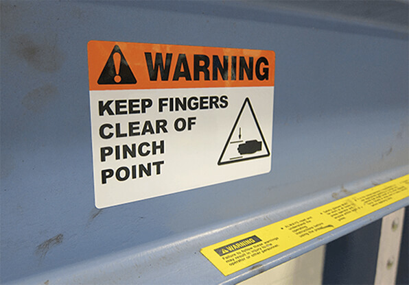 Keep Fingers Clear of Pinch Point Warning Label
