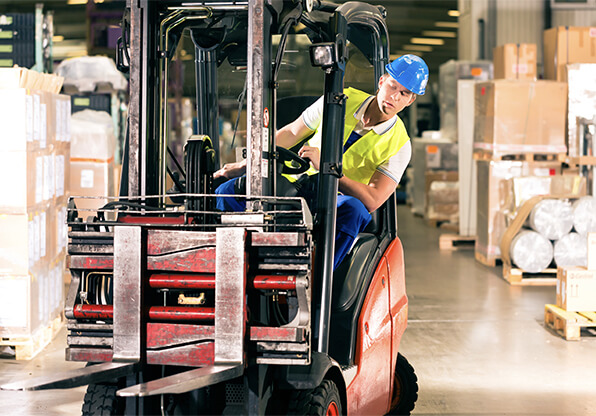 Warehouse Working Driving Forklift