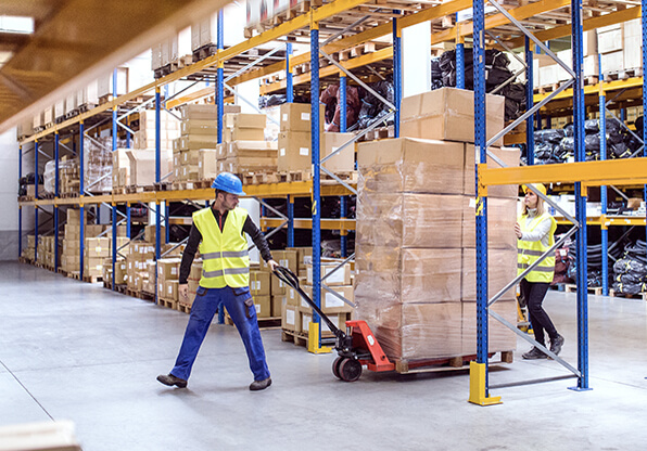 Warehouse Working Moving Pallet