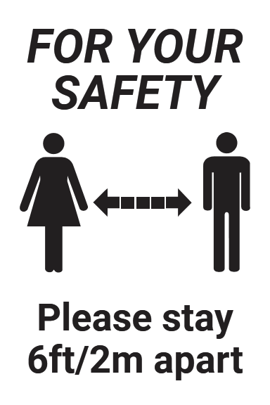 LabelSuite Template - For Your Safety - Please stay 6ft/2m apart