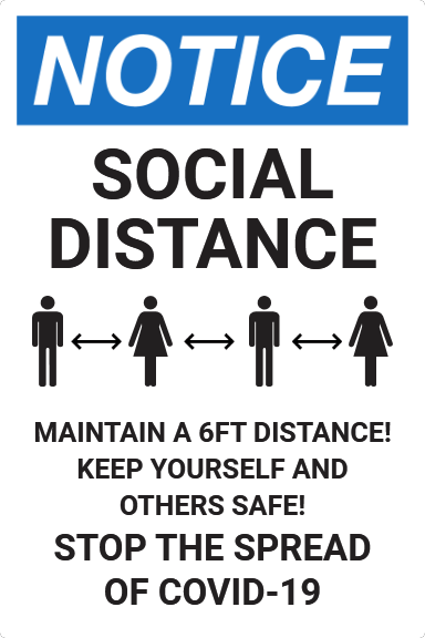 LabelSuite Template - Vertical Notice: Social Distance - Stop The Spread of COVID-19