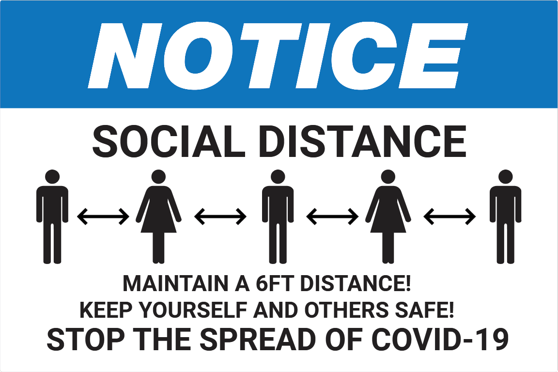LabelSuite Template - Notice Social Distance - Stop The Spread of COVID-19