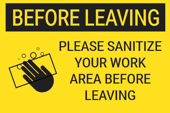 LabelSuite Template - Before Leaving: Please Sanitize Your Work Area Before Leaving