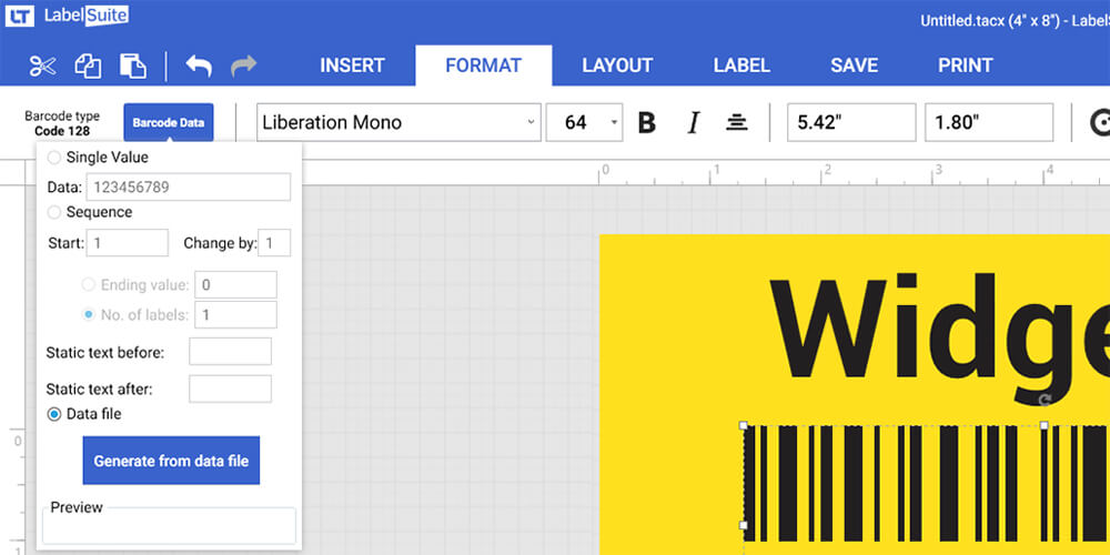 Link Part Code Data to barcode