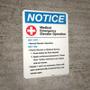 Notice: Medical Emergency Elevator Operation With Health Icon - Wall Sign Notice: Medical Emergency Elevator Operation With Health Icon - Wall Sign