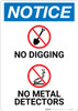 Notice: No Digging No Metal Detectors with Icons - Wall Sign Notice: No Digging No Metal Detectors with Icons - Wall Sign