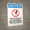 Notice: Private Property No Trespassing Portrait with Icon - Wall Sign