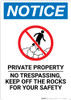 Notice: Private Property No Trespassing Portrait with Icon - Wall Sign