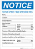 Notice: Water Spray Fixed Systems Info - Wall Sign