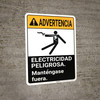 Warning: Electrical Hazard Keep Out Spanish wih Graphic Portrait ANSI - Wall Sign Warning: Electrical Hazard Keep Out Spanish wih Graphic Portrait ANSI - Wall Sign
