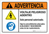 Warning: Hazardous Voltage Follow Lockout Procedures Spanish with Icons Landscape ANSI - Wall Sign Warning: Hazardous Voltage Follow Lockout Procedures Spanish with Icons Landscape ANSI - Wall Sign
