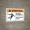Warning: Hazardous Voltage Keep Away Spanish with Graphic Landscape ANSI - Wall Sign