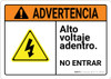 Warning: High Voltage Inside Do Not Enter Spanish with Graphic Landscape ANSI - Wall Sign