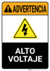 Warning: High Voltage Spanish with Graphic Portrait ANSI - Wall Sign Warning: High Voltage Spanish with Graphic Portrait ANSI - Wall Sign