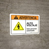 Warning: High Voltage Authorized Personnel Only Spanish with Graphic Landscape ANSI - Wall Sign