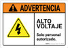 Warning: High Voltage Authorized Personnel Only Spanish with Graphic Landscape ANSI - Wall Sign