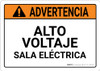 Warning: High Voltage Electrical Room Spanish Landscape ANSI - Wall Sign Warning: High Voltage Electrical Room Spanish Landscape ANSI - Wall Sign