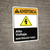 Warning: High Voltage Keep Out Spanish with Graphic Portrait ANSI - Wall Sign Warning: High Voltage Keep Out Spanish with Graphic Portrait ANSI - Wall Sign