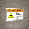 Warning: High Voltage Keep Out Spanish with Graphic Landscape ANSI - Wall Sign