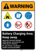 Warning: Battery Charging Area Keep Away with Icons Portrait ANSI - Wall Sign Warning: Battery Charging Area Keep Away with Icons Portrait ANSI - Wall Sign