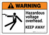 Warning: Hazardous Voltage Overhead Keep Away with Graphic Landscape ANSI - Wall Sign