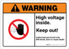 Warning: High Voltage Inside Keep Out with Graphic Landscape ANSI - Wall Sign Warning: High Voltage Inside Keep Out with Graphic Landscape ANSI - Wall Sign