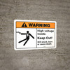 Warning: High Voltage with Graphic Portrait ANSI - Wall Sign