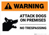 Warning: Attack Dogs On Premises No Trespassing with Icon Landscape - Wall Sign