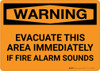 Warning: Evacuate This Area Immediately If Fire Alarm Sounds Landscape - Wall Sign