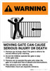 Warning: Moving Gate Can Cause Serious Injury or Death with Icon Portrait - Wall Sign Warning: Moving Gate Can Cause Serious Injury or Death with Icon Portrait - Wall Sign