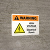 Warning: High Voltage Electrical Room Landscape - Wall Sign
