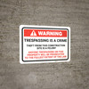 Warning: Trespassing Is A Crime Theft From This Construction Site Is A Felony Landscape - Wall Sign