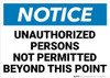 Notice: Admittance Unauthorized Persons Not Permitted Landscape - Wall Sign Notice: Admittance Unauthorized Persons Not Permitted Landscape - Wall Sign