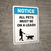 Notice: All Pets Must Be On Leash Dog Walker Icon Portrait - Wall Sign Notice: All Pets Must Be On Leash Dog Walker Icon Portrait - Wall Sign