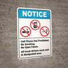 Notice: No Cell Phone Smoking Open Flames Prohibited Icon Portrait ANSI - Wall Sign Notice: No Cell Phone Smoking Open Flames Prohibited Icon Portrait ANSI - Wall Sign