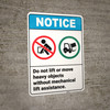 Notice: Do Not Lift Move Heavy Objects Lift Prohibition Icon Forklift Icon Portrait ANSI - Wall Sign Notice: Do Not Lift Move Heavy Objects Lift Prohibition Icon Forklift Icon Portrait ANSI - Wall Sign