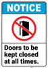 Notice: Doors Be Kept Closed At All Times Open Door Prohibition Icon Portrait - Wall Sign Notice: Doors Be Kept Closed At All Times Open Door Prohibition Icon Portrait - Wall Sign