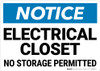 Notice: Electrical Closet No Storage Permitted Landscape - Wall Sign