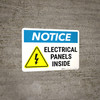 Notice: Electrical Panels Inside - Wall Sign Notice: Electrical Panels Inside - Wall Sign