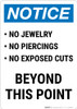 Notice: Food No Jewerly Piercing Exposed Cuts Bulleted List Portrait - Wall Sign